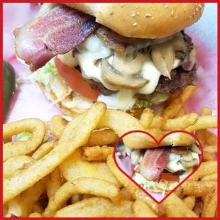 Mushroom Swiss and Fries.