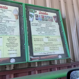 a menu and a side view mirror