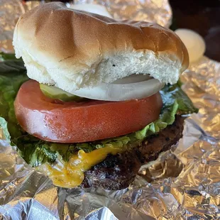 BBQ cheeseburger from the outside grill! Very good!
