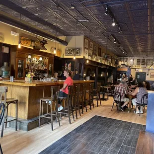 Indoor bar and dining area.