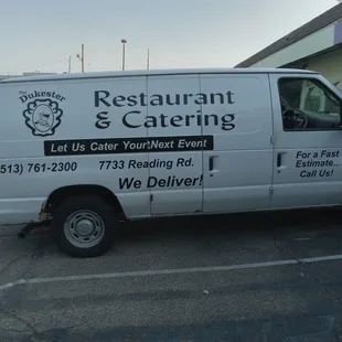 a van parked in a parking lot