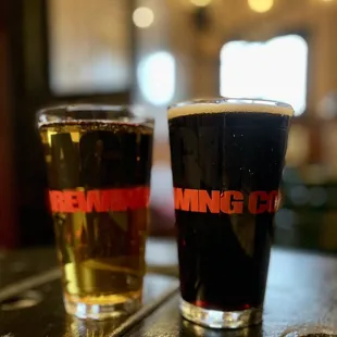 two glasses of beer