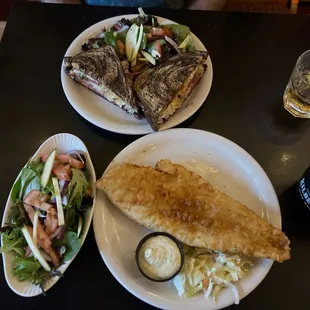 Fish and steamed veggies &amp; The Baddest Reuben on the Lake Sandwich