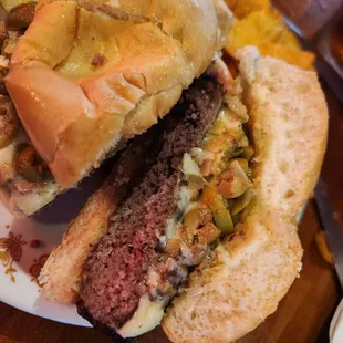 Inside look at green Olive burger