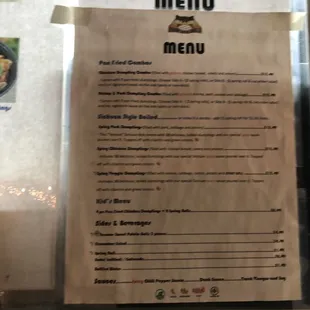 menu