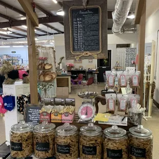 Biscuit bar where you can mix flavors of dog biscuits