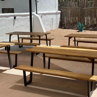 All of our seating is outdoors and is shaded and cooled/heated