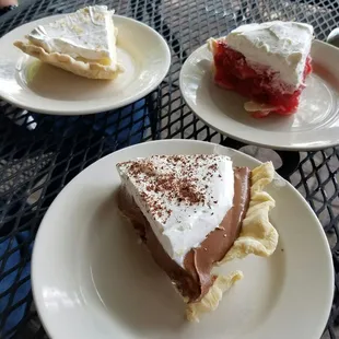 Coconut, Strawberry, and French Silk pie