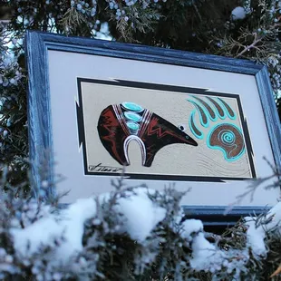 We are stocked full of gorgeous Navajo sand paintings! Hand crafted by various Navajo artists. Including this beautiful Bear sand painting c