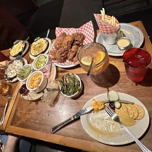 A spread of a little bit of everything- love the pimiento cheese with pickles and pickled green beans!