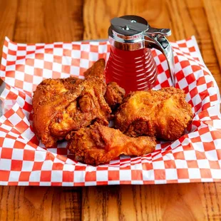 a basket of fried chicken
