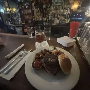 Lamb burger w/ Tzatziki &amp; Yuenling beer