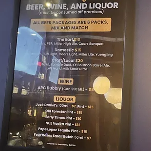 Photo on the wall that had some drink specials