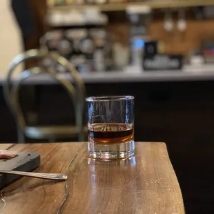 Stagg JR, neat. Hearty pour.