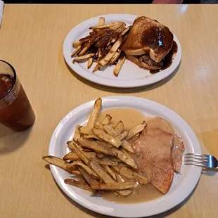 Hot turkey and meatloaf sandwiches.  Another winner!!