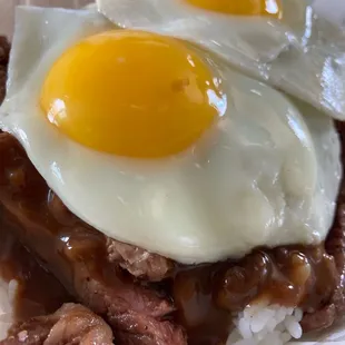 Steak Moco sunny eggs