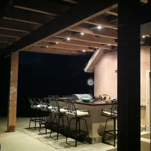 a covered outdoor kitchen