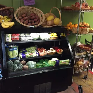 a display of fruits and vegetables