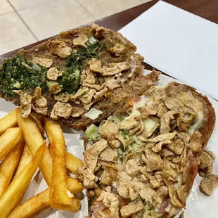 Churrasco Sandwich (Beefless Steak) opened to show its insides
