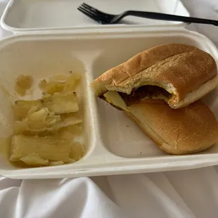Pernil sandwich and yuca.