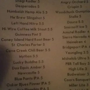 Beer list