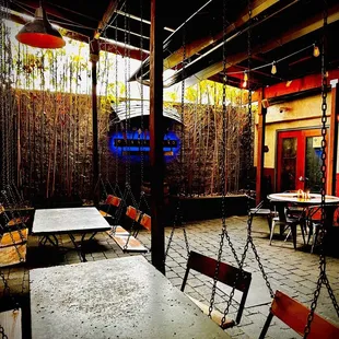 Super cute patio with heat