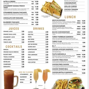 menu, crepes