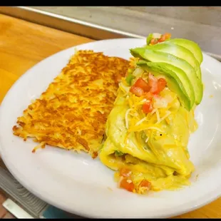 Jalapeño chicken, omelette