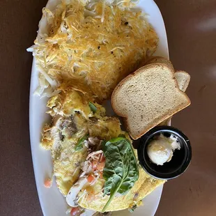 Chicken Supreme Omelet, GF bread, butter on the side