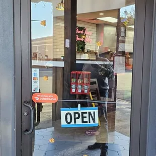 the entrance to the restaurant