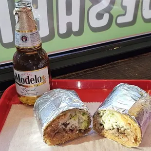 My delicious burrito and beer.