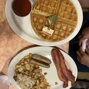 Waffles (big and fluffy - made with their pancake batter)