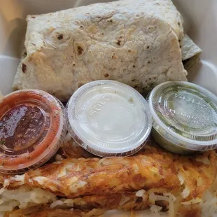 California burrito with eggs, veggie sausage and hashbrowns