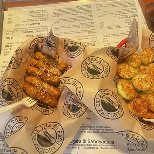 Appetizers Limon &amp; Tajin Cucumber Slices Buffalo Mozzarella Stix