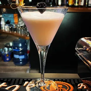 PB&amp;J martini with Luxardo cherry.