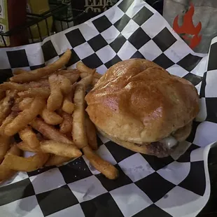 Smash burger and fries