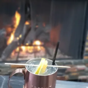 I got to sit by the cozy fireplace