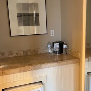 Water provided daily has fridge and plenty of counter space