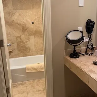 Bathroom very spacious with plenty of counter space