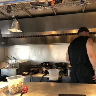 Look inside the kitchen. The chef is super friendly!
