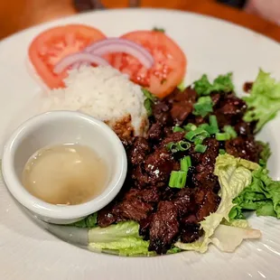 a plate of food on a table