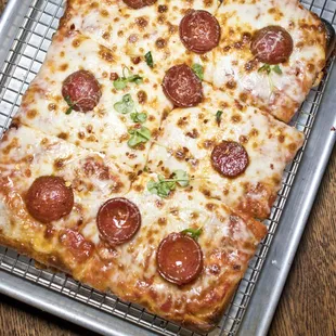 Detroit Style Pan Pepperoni Pizza