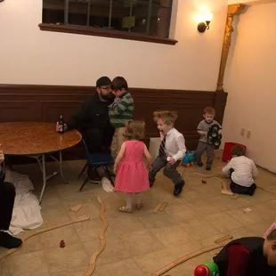 We had a bunch of kids so we turned one of the cubicles under the mezzanine into a playroom to occupy them