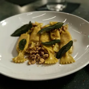 Fresh pasta with butternut squash and sage