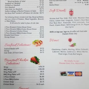 a menu for a restaurant