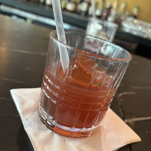 The Walker: Binghams Bourbon , Amaretto, Lemon , a muddle to hell Luxardo , and ice  cube - it was a good day