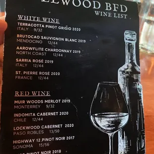 Wine menu June 2022