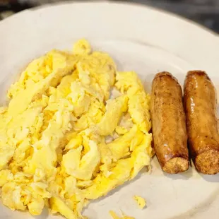 SAUSAGE, EGGS  AND PANCAKES  BREAKFAST