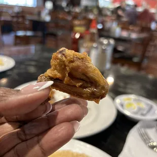 I ordered chicken and pancakes...service was great. Teeny tiny wing, 2 half thighs and a half breast...the decision is yours