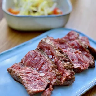 Prime Bavette Steak (rare) w/ bagna càuda, potato, frisee ensalada | $36